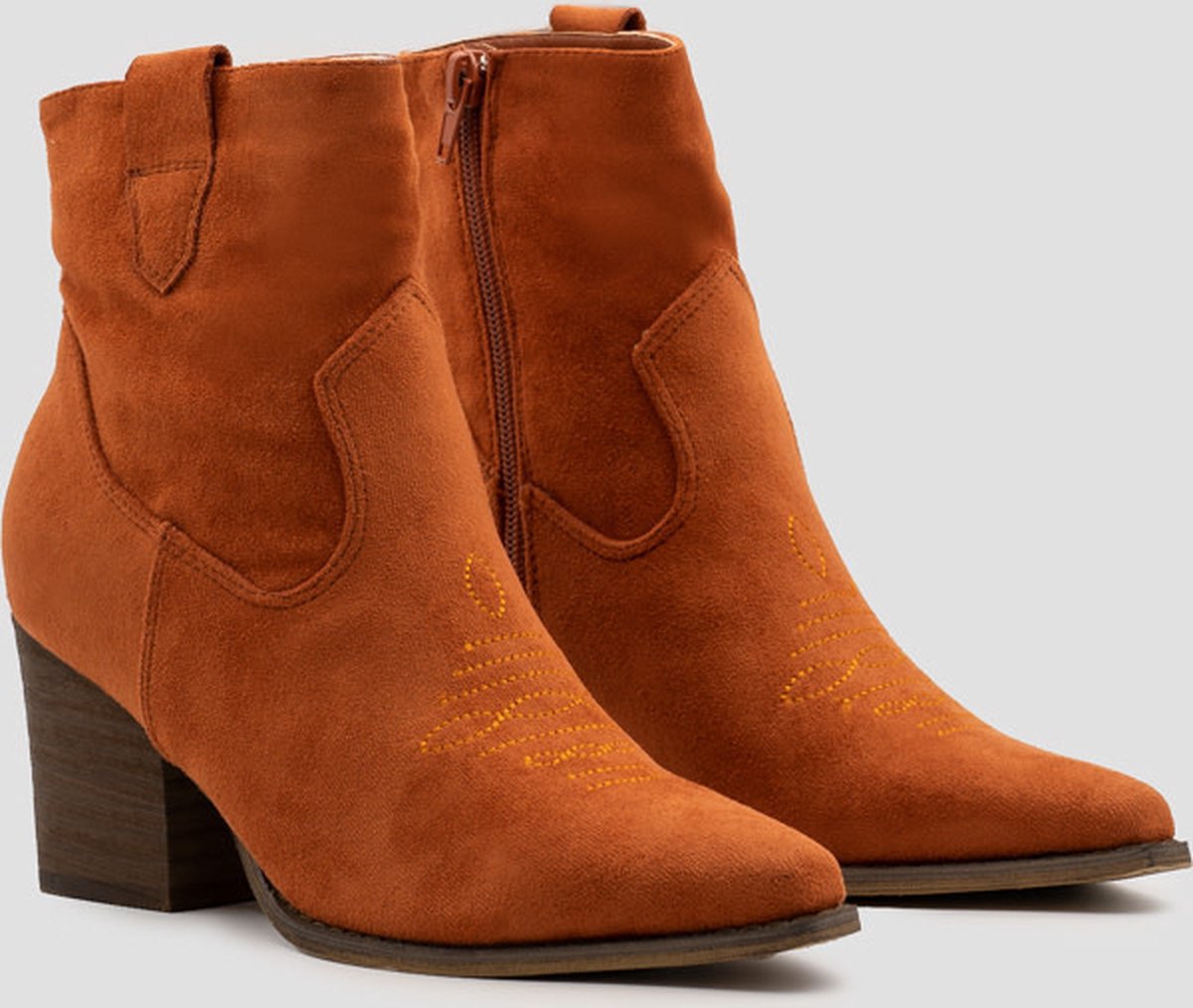 Dames Cowboylaarzen Kort - Oranje - Suedine - Maat 36