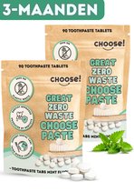 CHOOSE Family Box - Tandpasta Tabletten 3-Maanden Voorraad - Duurzaam - Aanbevolen door Tandartsen - Zero Waste - Vegan - Fluoride - Ecologisch Verantwoord