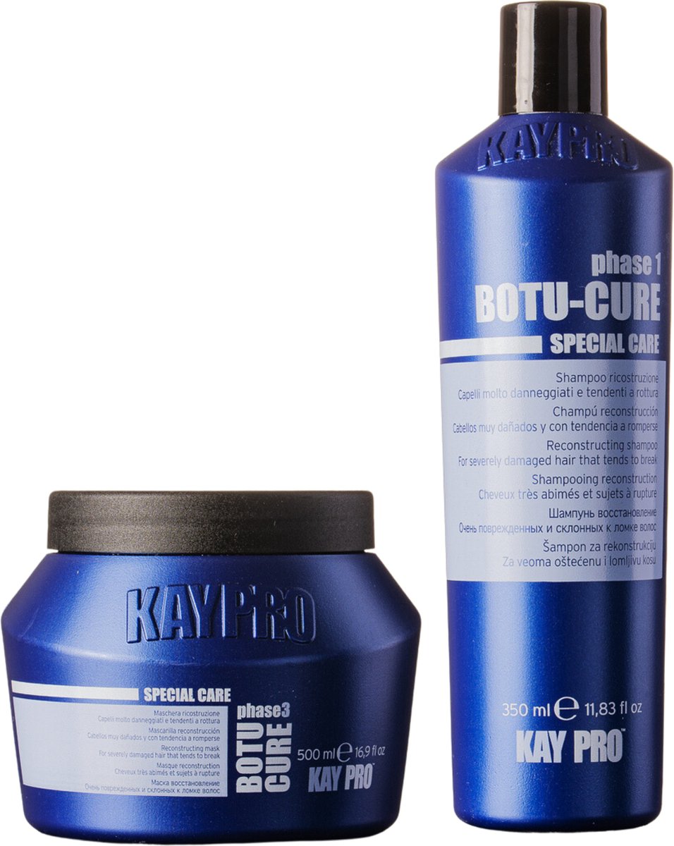 KayPro Botu-cure set shampoo 350ml & haarmasker 500ml bundel botoxbehandeling ideaal voor het herstellen en verzorgen van beschadigd haar haarverzorging set Geschenkset Giftset Kerstcadeau voordeelverpakking
