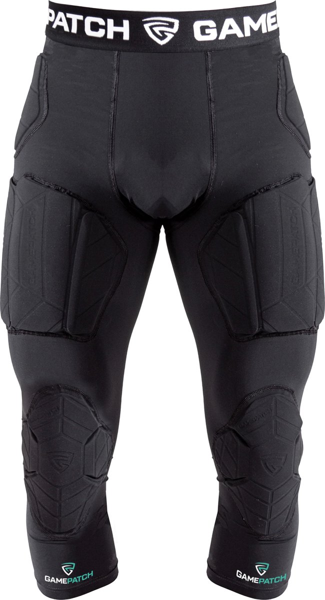 GAMEPATCH | Padded 3/4 tights with full protection | Zwart | Maat L | Basketball | Handball | Urban Sports