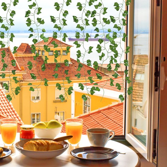 Klimop Slinger - 24 Stuks - 2.4m - Kunstmatige Hangplant - met 80 bladeren - Decoratie Plant voor Huis, Tuin, Bruiloften - Kunsthaag - Voor binnen en buiten - nep planten