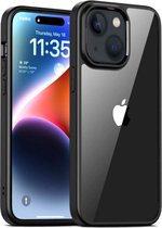 Smartphonica Telefoonhoesje voor iPhone 15 met doorzichtige achterkant TPU hardcase - Zwart / Back Cover geschikt voor Apple iPhone 15