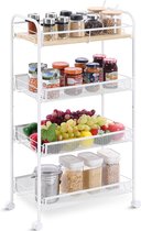 Bol.com Keukentrolley Trolley 4 niveaus Keukenopbergtrolley Smalle trolley Keukentrolley op wielen Serveertrolley Multifunctione... aanbieding