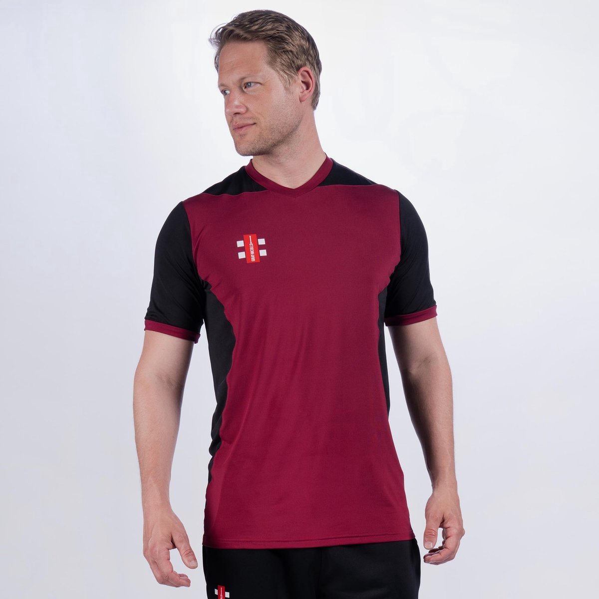 Gray-Nicolls Cricket SHIRT PRO T20 S/S MR/BK 7-8 7 - 8 Yrs - Maroon / Zwart