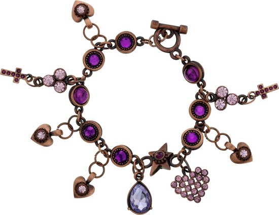 Bracelet à breloques Behave rose avec pierres violettes