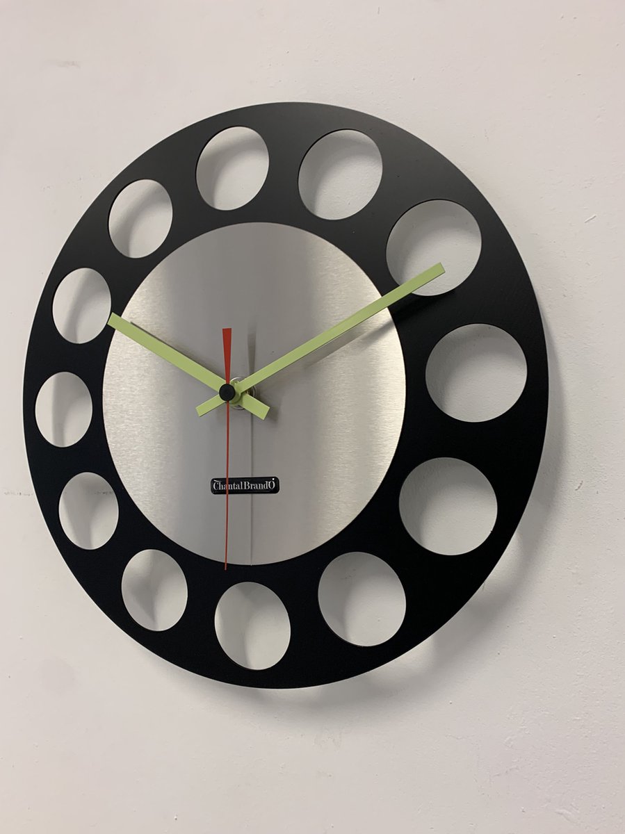 Wandklok CHANTALBRANDO -- BLACK & SILVER TORNADO 34 -- MODERN DESIGN --