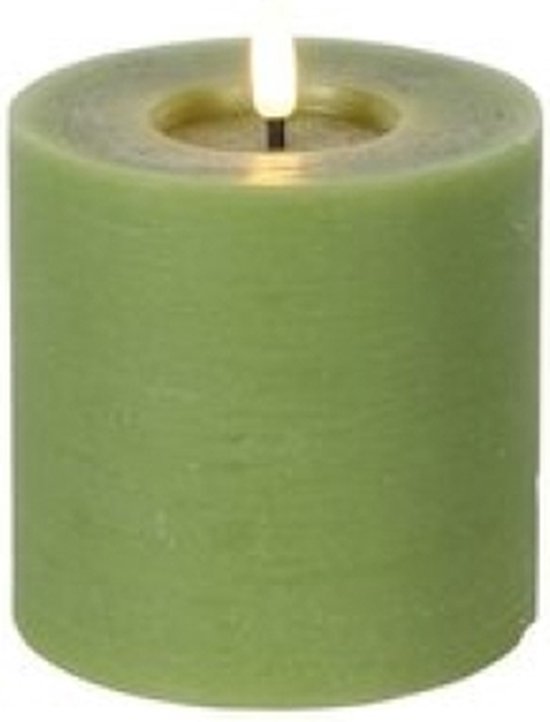Led kaarsen met flikkerende vlam - led kaars | Countryfield | 10x10cm | groen | timer functie - led stompkaars - led-kaarsen