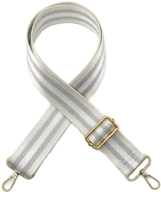 Bag strap stripe - goud metaal - schouderband - tassenriem - tasriem- schouderriem - zilver wit champagne - Tas hengsel - Tassen band - cameratas band - cross body - verstelbare riem - bag belt - handtas bandje