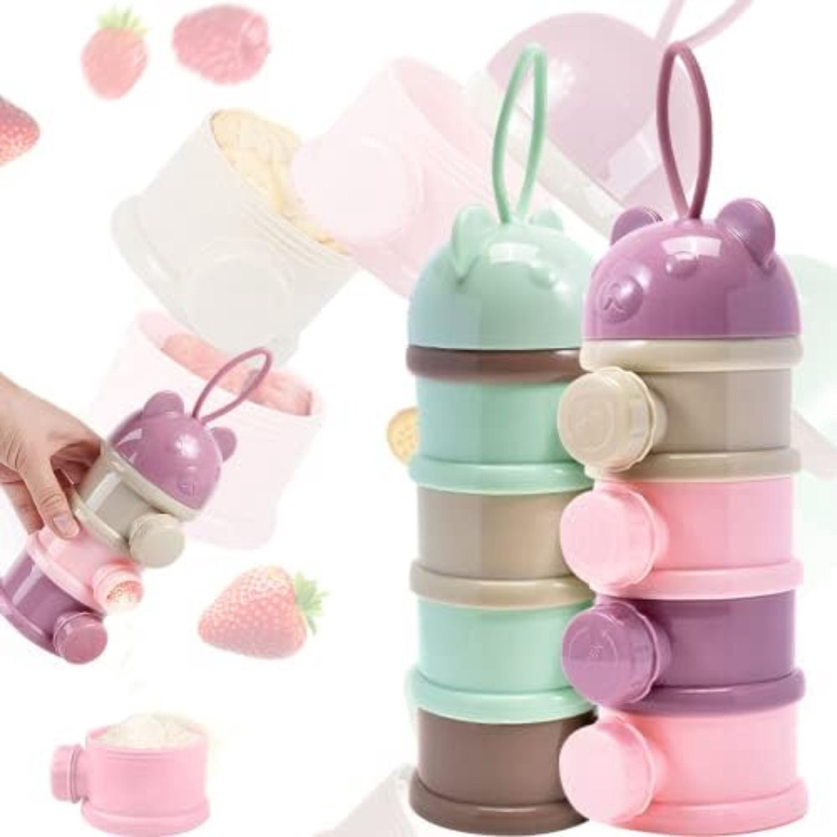 Melkpoeder Toren - Melkpoeder Bewaarbakjes - Melkpoeder Bewaardoos - Groen + Paars