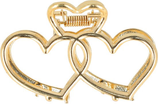 Épingle à cheveux pince ouverte Double coeur forme Goud 7 cm or épingle à Cheveux pince à cheveux Gold or pince à cheveux pince à cheveux cheveux mode accessoire de cheveux