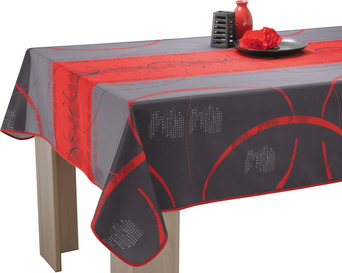Tafelkleed, polyester, rood, rechthoekig 150 x 300 cm