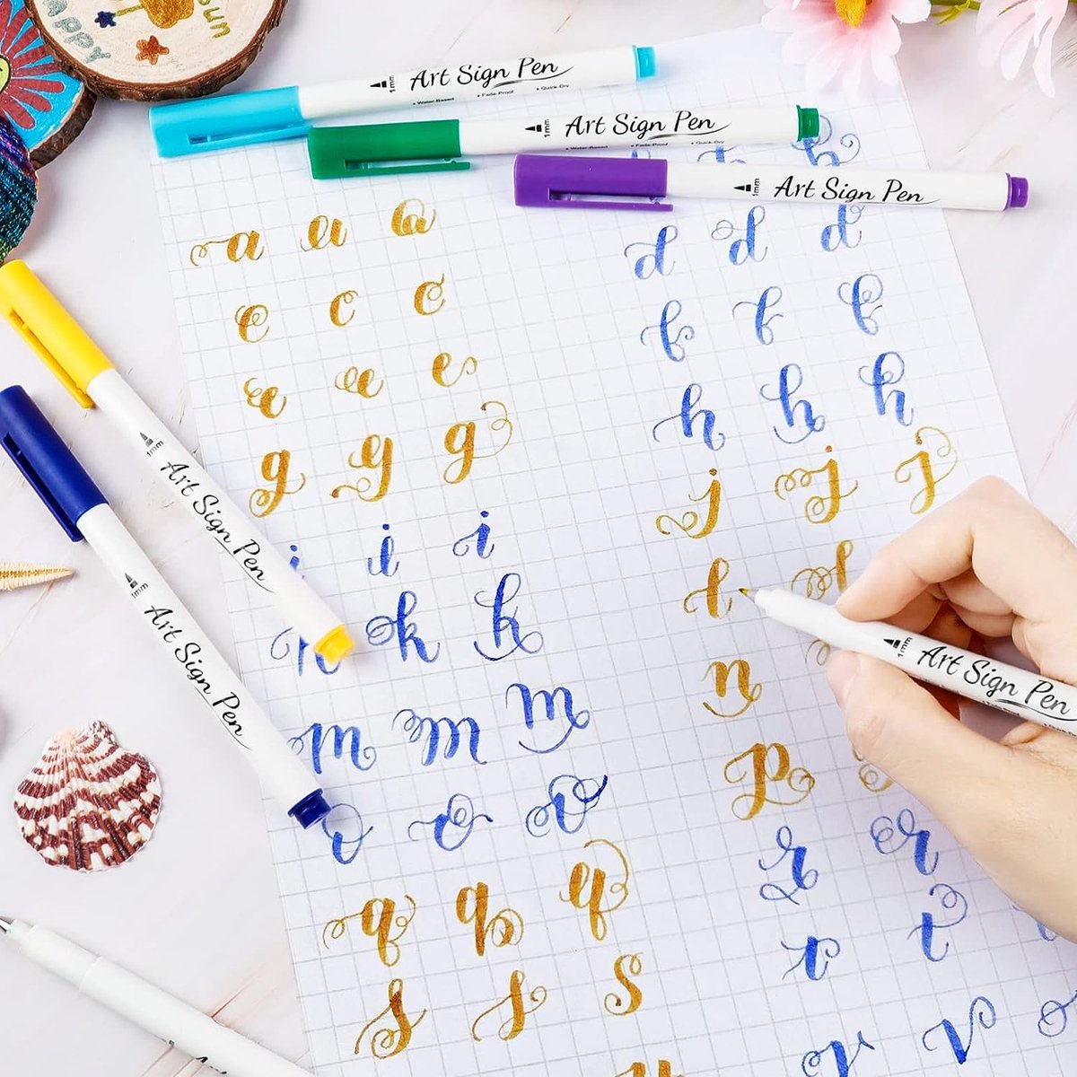 DealKits 10 maten kalligrafiestiften, sneldrogende kalligrafiestiften, penseelstiften, zwart, fineliner, handlettering, pennen voor belettering, beginners, bullet journal, dagboek, handtekening