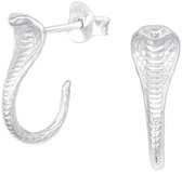 Joy|S - Zilveren slang oorbellen - Cobra - 5 x 15 mm massief
