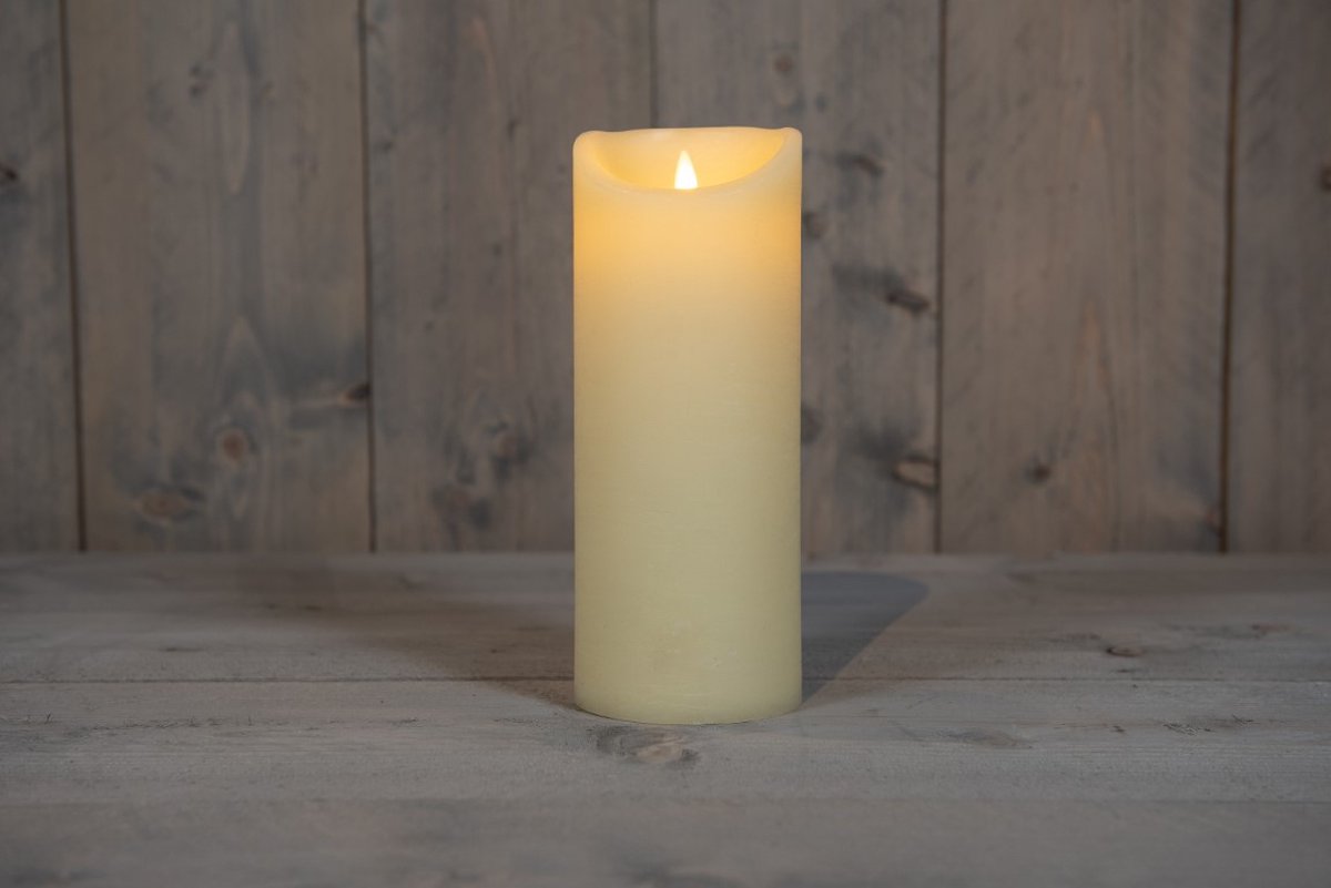 Ivoor Kaars Wax Rustiek Bewegende Vlam 10X25Cm 2Xc/Timer Anna's Col...
