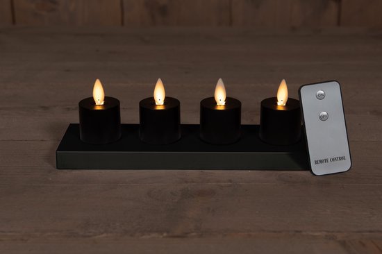 Anna's Collection - Set 4 St Inductive Rechargeable Black Tealight...