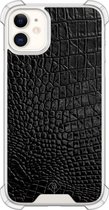 Casimoda® hoesje - Geschikt voor iPhone 11 - Croco Zwart - Shockproof case - Extra sterk - Siliconen/TPU - Zwart, Transparant