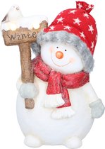 Christmas Gifts Kerst Beeld Sneeuwpoppenpaar - Beeldje 36CM - Kersversiering voor Binnen en Buiten