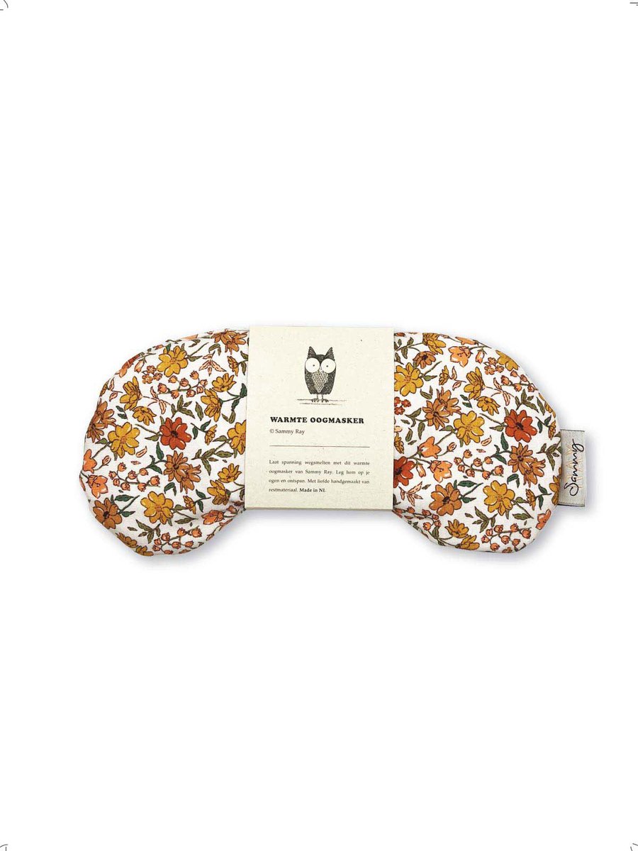 Goedkoopste Oogmasker warmtekussen - Oranje bloemen - Duurzaam cadeau - Kersenpitten - Meditatiekussen - Oogkussen - Yoga - Meditatie - Ontspanning - Migraine