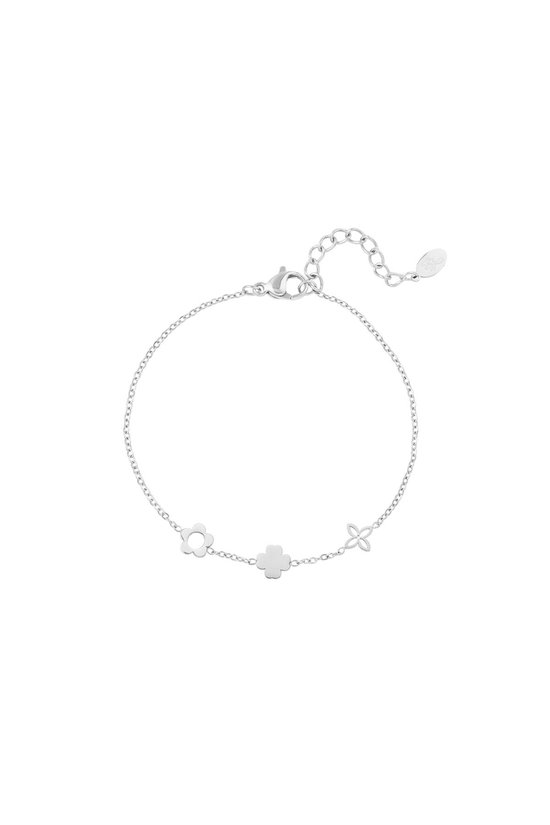 bracelet - kleur zilver - silver - verstelbaar Armband - bloemen - moeder - kerst - kadotip - stainless steel | Cadeau voor haar | Tieners - valentijn - moederdag