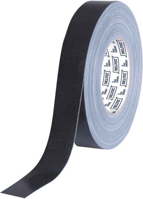 Rol Deltec Pro 25mm x 50m zwarte gaffa tape.