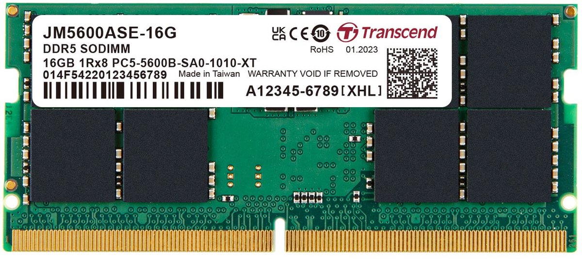 Transcend JetRam JM5600ASE-16G geheugenmodule 16 GB 1 x 16 GB DDR5 5600 MHz