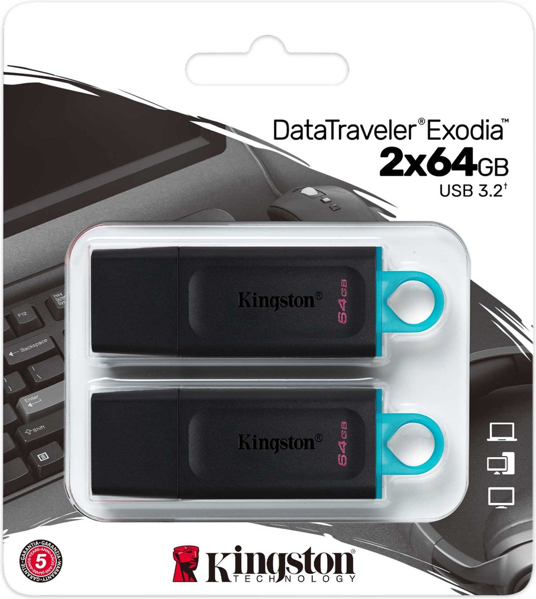 Kingston Technology DataTraveler Exodia USB flash drive 64 GB USB Type-A 3.2 Gen 1 (3.1 Gen 1) Zwart