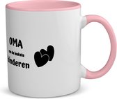 Akyol - oma van de leukste kinderen koffiemok - theemok - roze - Oma - de leukste oma - verjaardag - cadeau voor oma - kado - geschenk - 350 ML inhoud