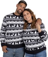 Foute Kersttrui Dames & Heren - Christmas Sweater - "Modern Blauw & Wit" - Mannen & Vrouwen Maat L - Kerstcadeau