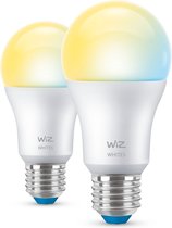 WiZ 2 ampoules 60W A60 E27, Ampoule intelligente, Wi-Fi, Blanc, LED, E27, Multicolore