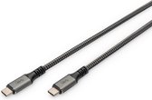 Digitus USB-C-kabel USB 4.0 USB-C stekker 1 m Zwart Afscherming gevlochten, Afgeschermd, Scheurbestendig, Rond, Ultra H