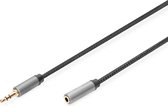 Câble audio stéréo AUX 3,5 mm, M/F Gaine en aluminium, plaqué or, tresse en nylon, 1,8 m