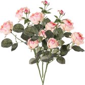 Top Art Kunstbloem roos Ariana - 3x - roze - 73 cm - plastic steel - decoratie bloemen