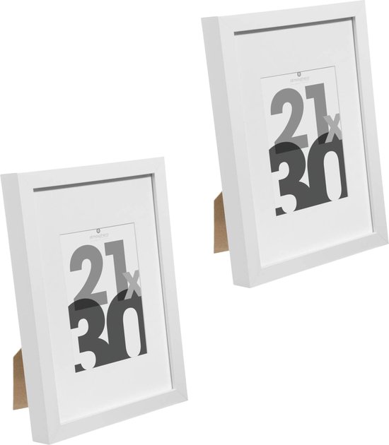 Atmosphera fotolijstje voor een foto van 21 x 30 cm - 2x - wit - foto frame Eva - modern/strak ontwerp