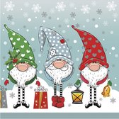 Serviettes thème Noël Daisy - 20x pcs - 33 x 33 cm - gnomes - papier