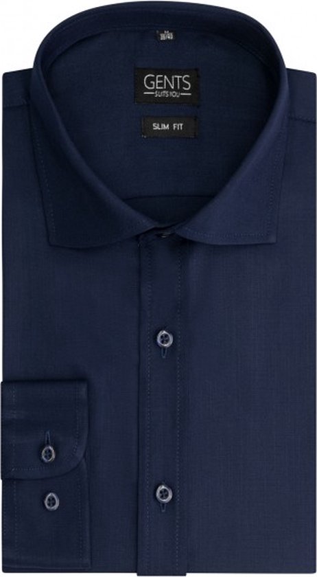 Gents - Slimfit bamboe donkerblauw - Maat XL