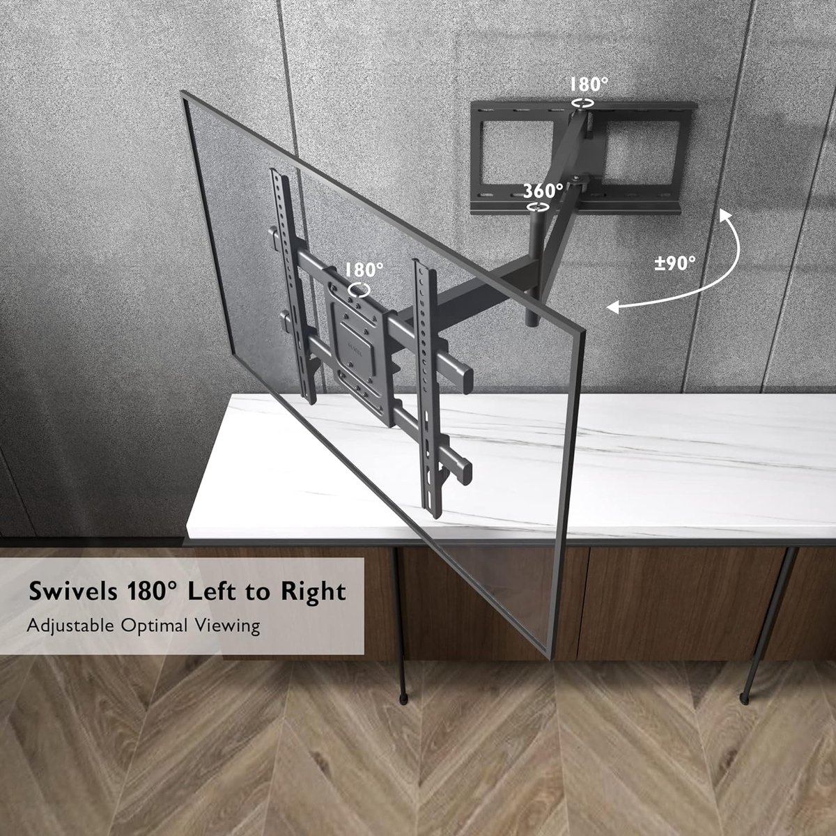 BONTEC Support Mural TV Inclinable Pivotant 37-85 Pouces - Bras Double Extensible Jusqu'à 420 Mm, Charge Max 60 Kg, VESA 600x400, Fixation Solide Et Sécurisée