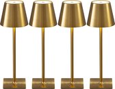 Lampe de table rechargeable, 4 pièces, lampe de bureau en aluminium doré à Goud 2700K