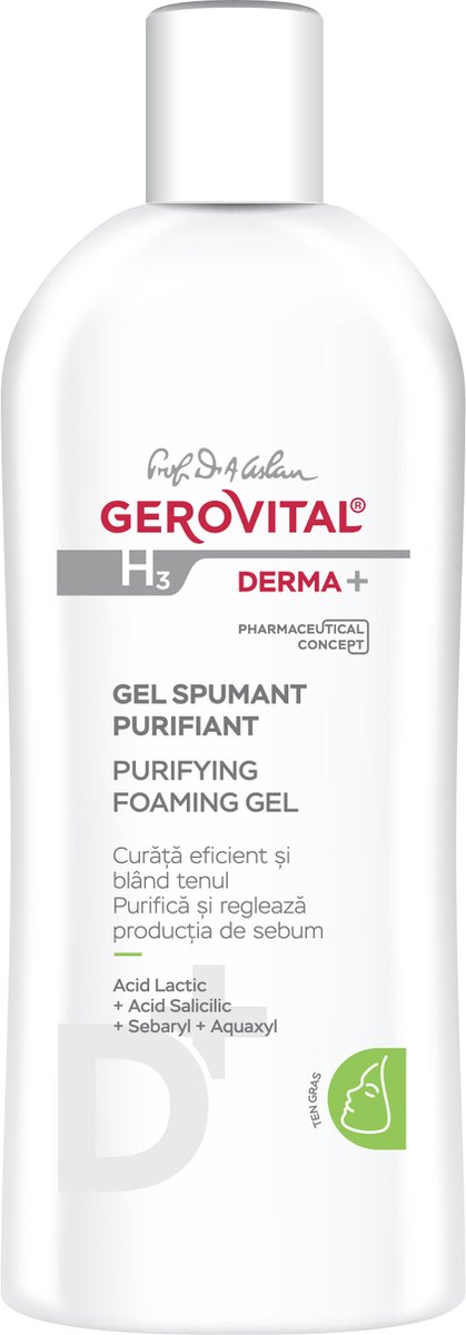 Gerovital Derma + Purifying Foaming Gel pharmaceutical concept hyaluronzuur - 150ml - Zuiverende schuimende gel - acne - Bevat salicylzuur - Reinigt en vermindert de zichtbaarheid van poriën