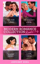 Modern Romance January 2024 Books 1-4: The Baby His Secretary Carries (Bound by a Surrogate Baby) / The Italian's Pregnant Enemy / His Last-Minute Desert Queen / A Vow to Redeem the Greek