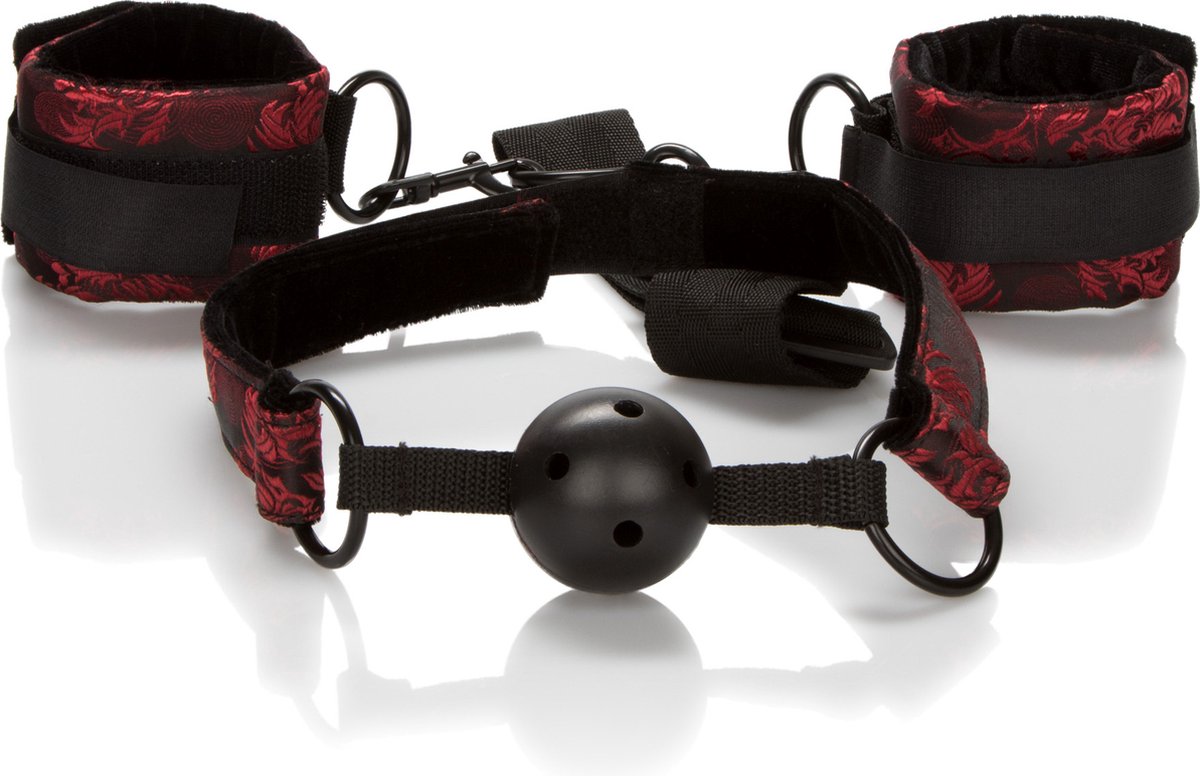 Set Breathable Ball Gag with Cuffs Scandal Zwart