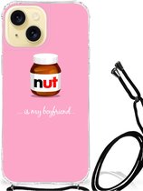 Silicone Hoesje Geschikt voor iPhone 15 Telefoonhoesje met doorzichtige rand Nut Boyfriend