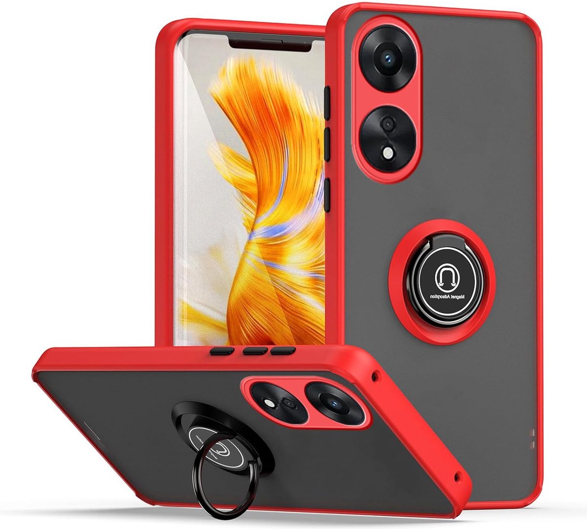Geschikt voor Oppo A58 5G - Magnetische - Schokbestendig - Back cover hoesje - Rood