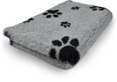 Vetbed Crème met Bruin Voetprint Pootjes - Anti-Slip Hondenmat Puppykleed - Hondenkleed Benchkleed Benchmat Dierenmat - Voor Werpkist en Hondenbench - Machinewasbaar 150 x 100 CM