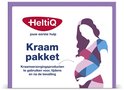 Heltiq kraampakket verpakking met het opschrift 'jouw eerste hulp Kraampakket' en een silhouet van een zwangere vrouw.