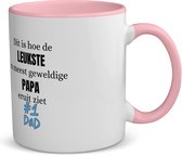 Akyol - leukste en geweldige papa koffiemok - theemok - roze - Vader - papa - verjaardag papa - cadeautje - kado - geschenk - 350 ML inhoud