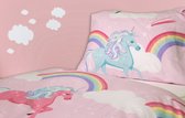Unicorn & Regenbogen dekbedovertrek - eenpersoons - Eenhoorn dekbed 1 persoons - roze