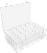 Sorteerboxen voor kleine onderdelen van transparant kunststof - 2 stuks - 27,3 x 17,6 x 4,3 cm - 36 verwijderbare/verstelbare vakken - Ideaal voor kleine onderdelen, schroeven, naaibenodigdheden en strijkparels