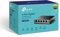 TP-Link TL-SG1005P 5-poorts Gigabit desktop switch met 4 PoE+ op de verpakking.
