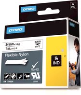 DYMO Rhino industriële Flexibele Nylon Labels | 24 mm x 3,5 m | zwarte afdruk op wit | zelfklevende labels voor Rhino & LabelManager labelprinters