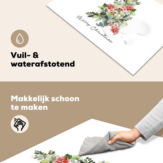 KitchenYeah® Inductie beschermer 81x52 cm - Kerstboom - Waterverf - Quote - Kookplaataccessoires - Afdekplaat voor kookplaat - Inductiebeschermer - Inductiemat - Inductieplaat mat